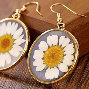 Boho | Clear Resin Sunflower Drop Earrings